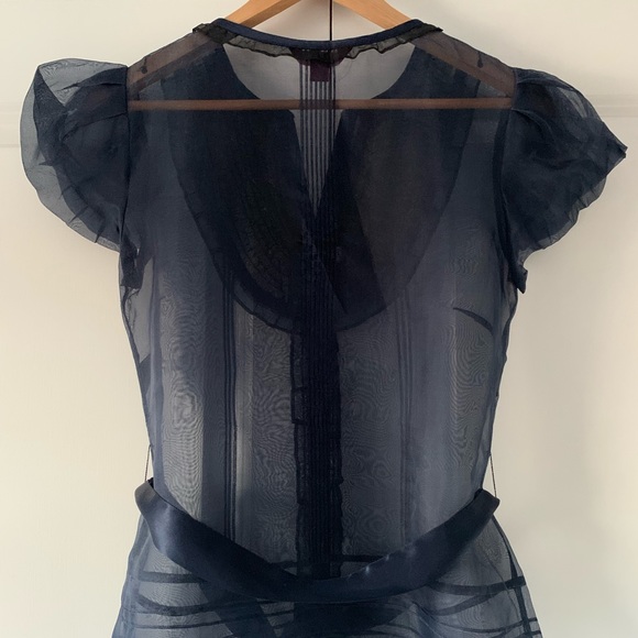 Monsoon Ladies Navy Short Sleeve Shirt - Picture 7 of 8